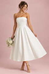 Vestido midi cai-cai evasé branco