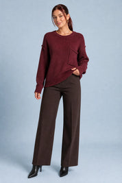 Pull ample à poche poitrine | Variante Bordeaux | Lounelle Paris
