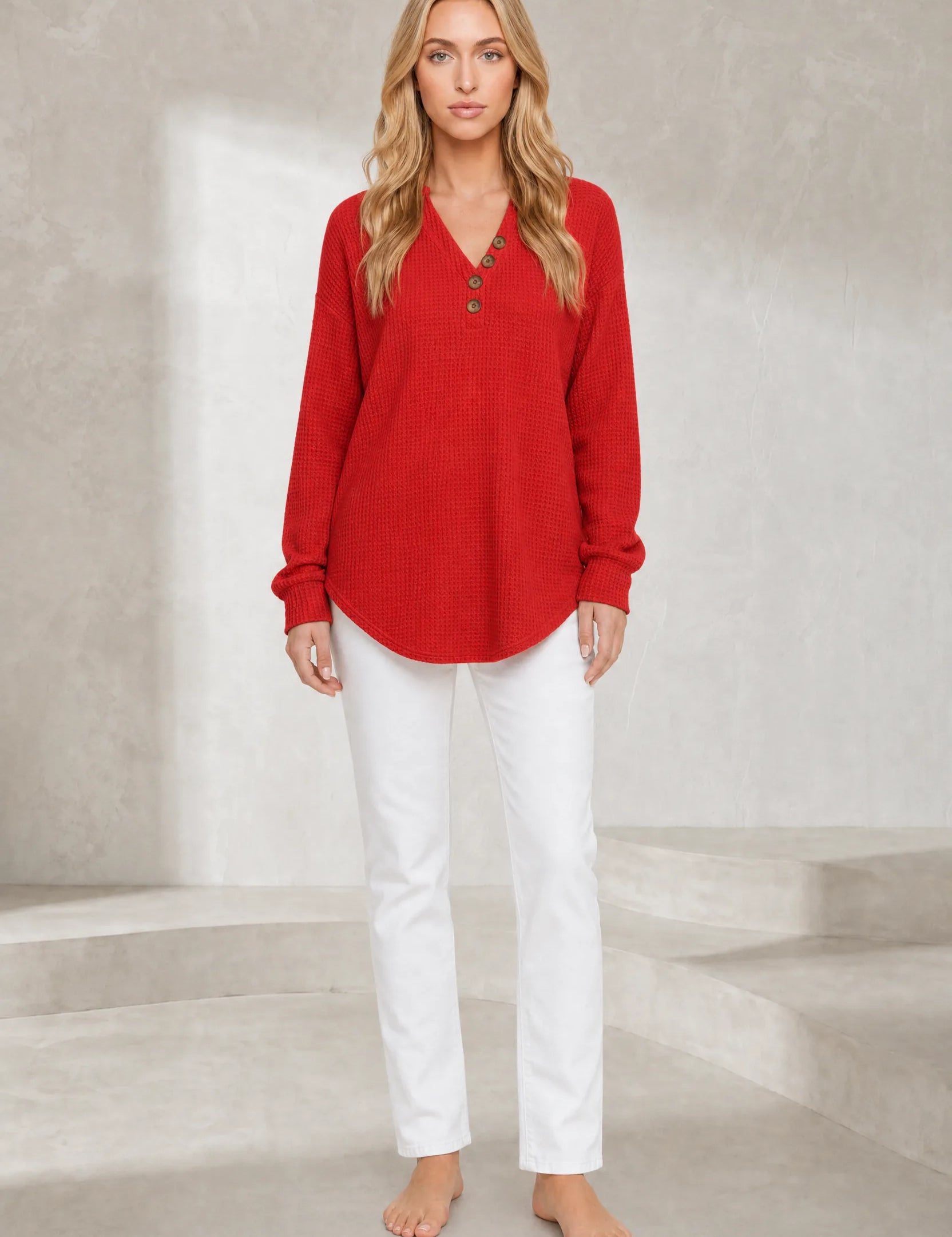 Pull col V maille gaufrée | Lounelle Paris