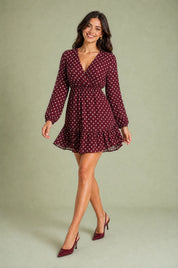 Robe à pois col V | Vue en mouvement | Lounelle Paris