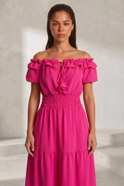 Robe à volants épaules dénudées | Lounelle Paris