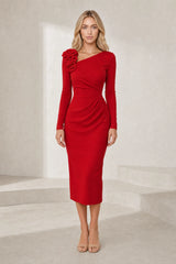 Robe asymétrique à fleur d'épaule