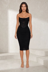 Vestido bandeau efeito corset