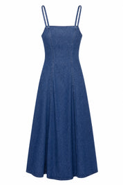Robe bleue fines bretelles évasée | Lounelle Paris