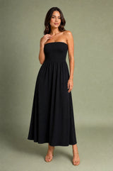 Vestido bustier ombros nus