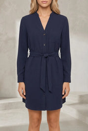 Robe chemise col V ceinturée | Lounelle Paris
