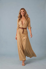 Robe col chemise ceinturée | Vue en mouvement | Lounelle Paris