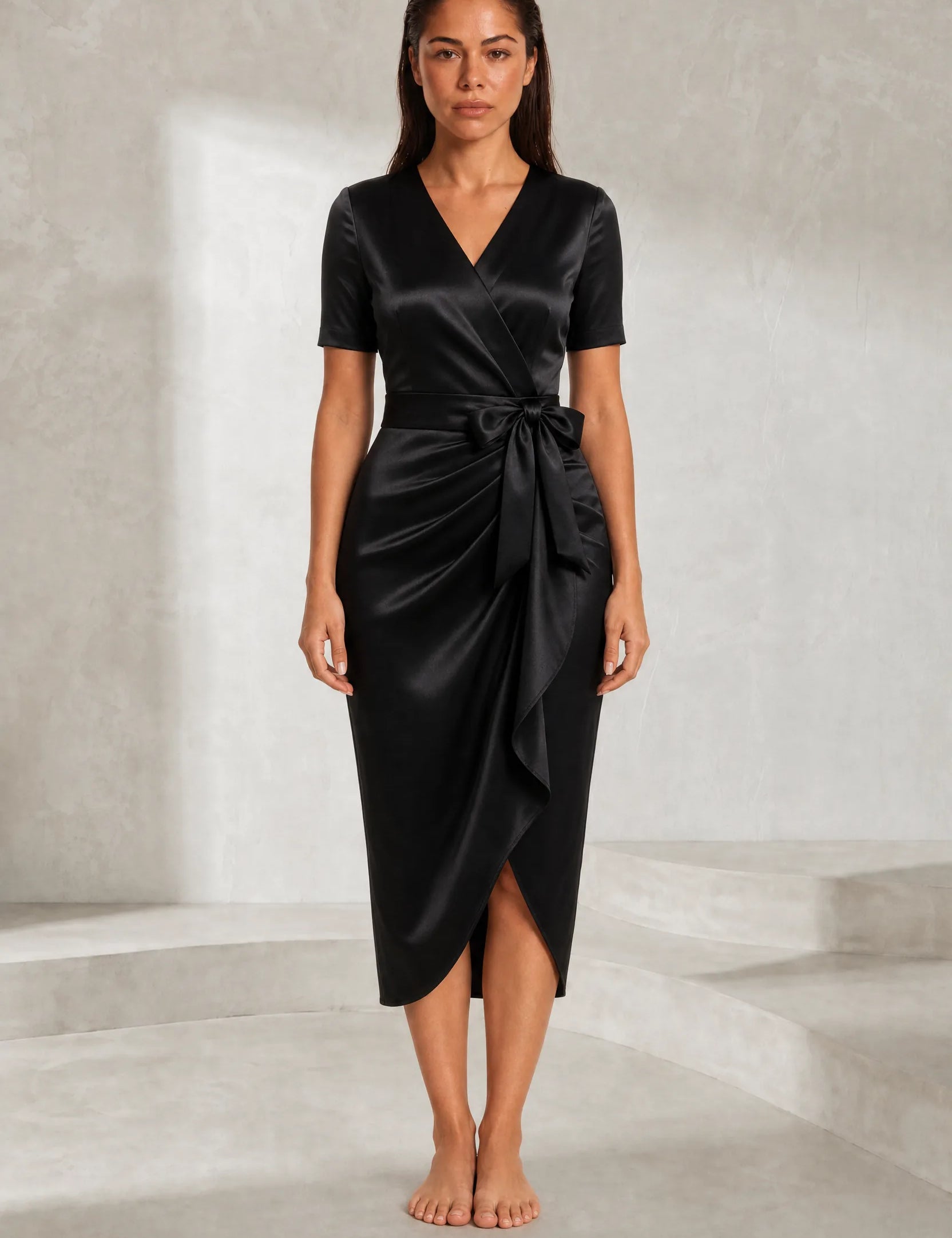 Robe col V à nœud | Lounelle Paris