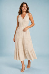 Vestido colo V com folhos