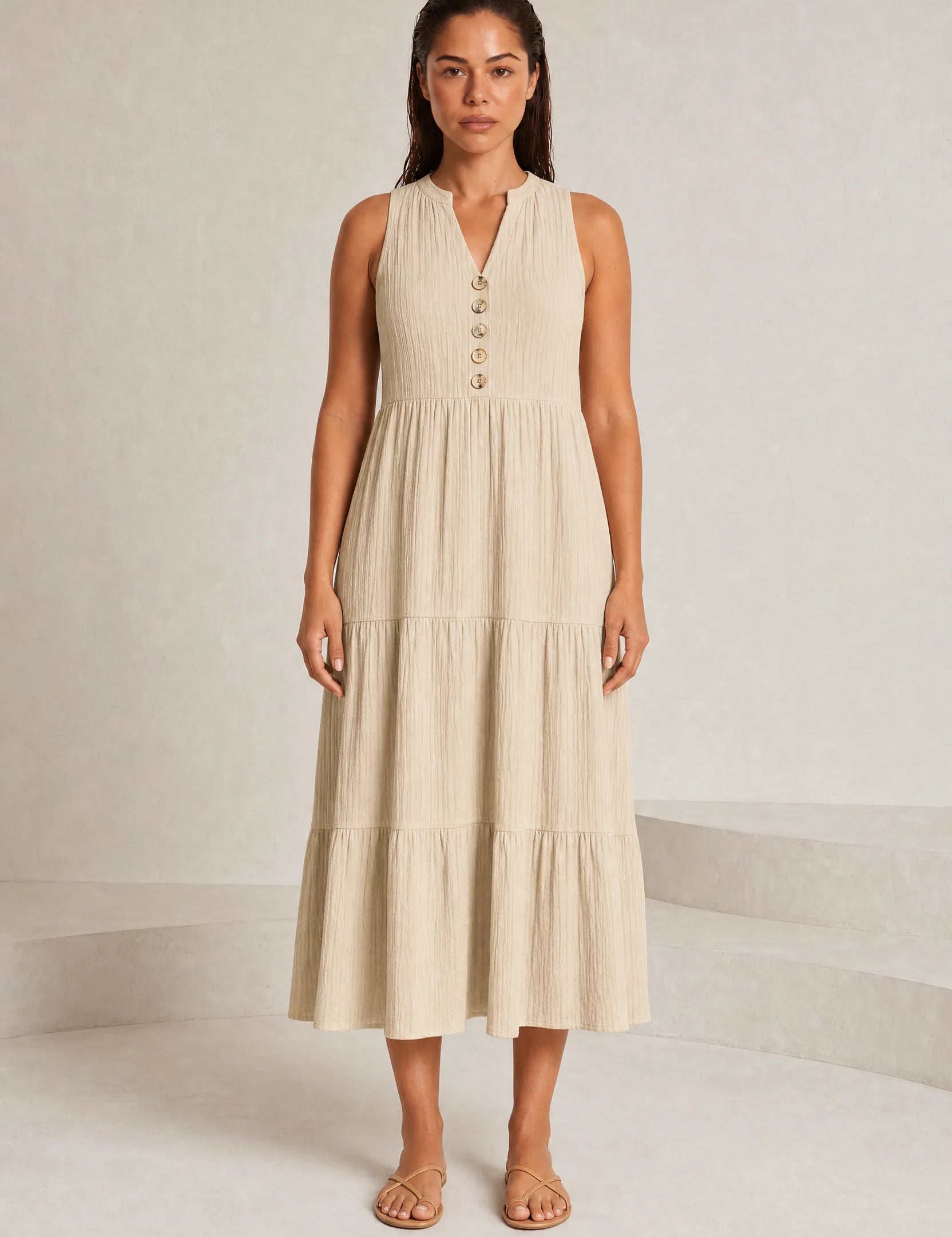 Robe col V à volants | Lounelle Paris