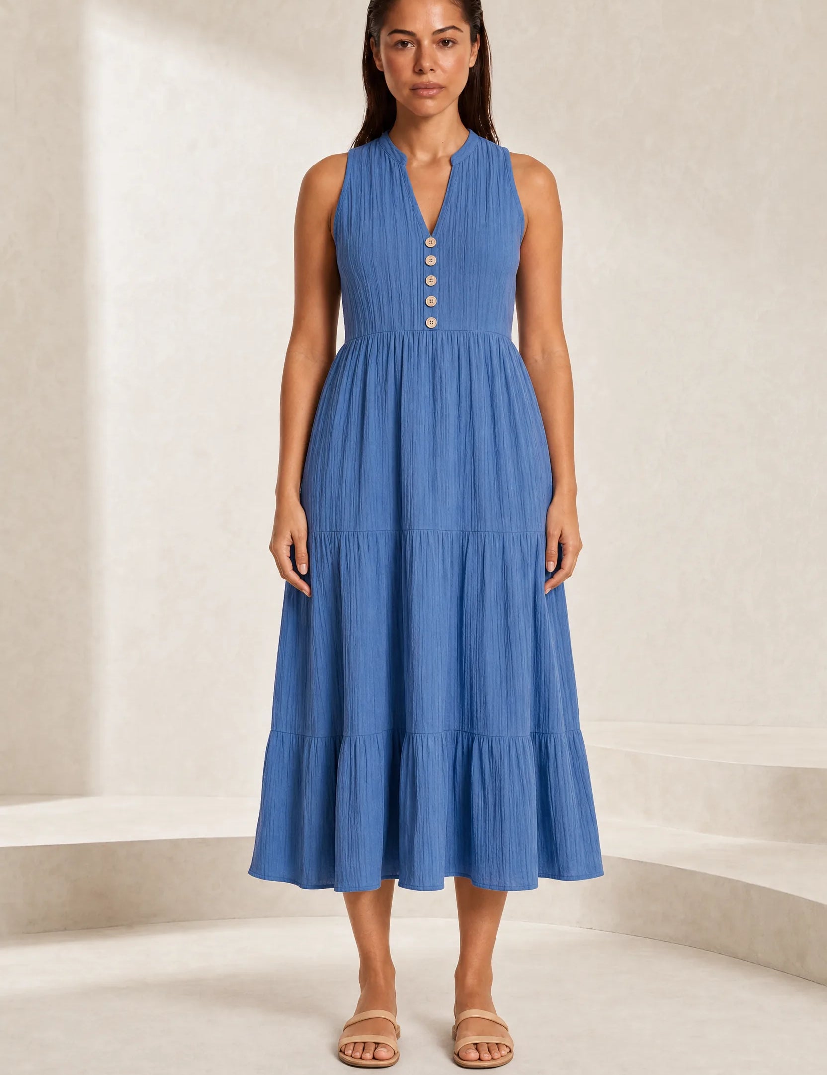 Robe col V à volants | Lounelle Paris