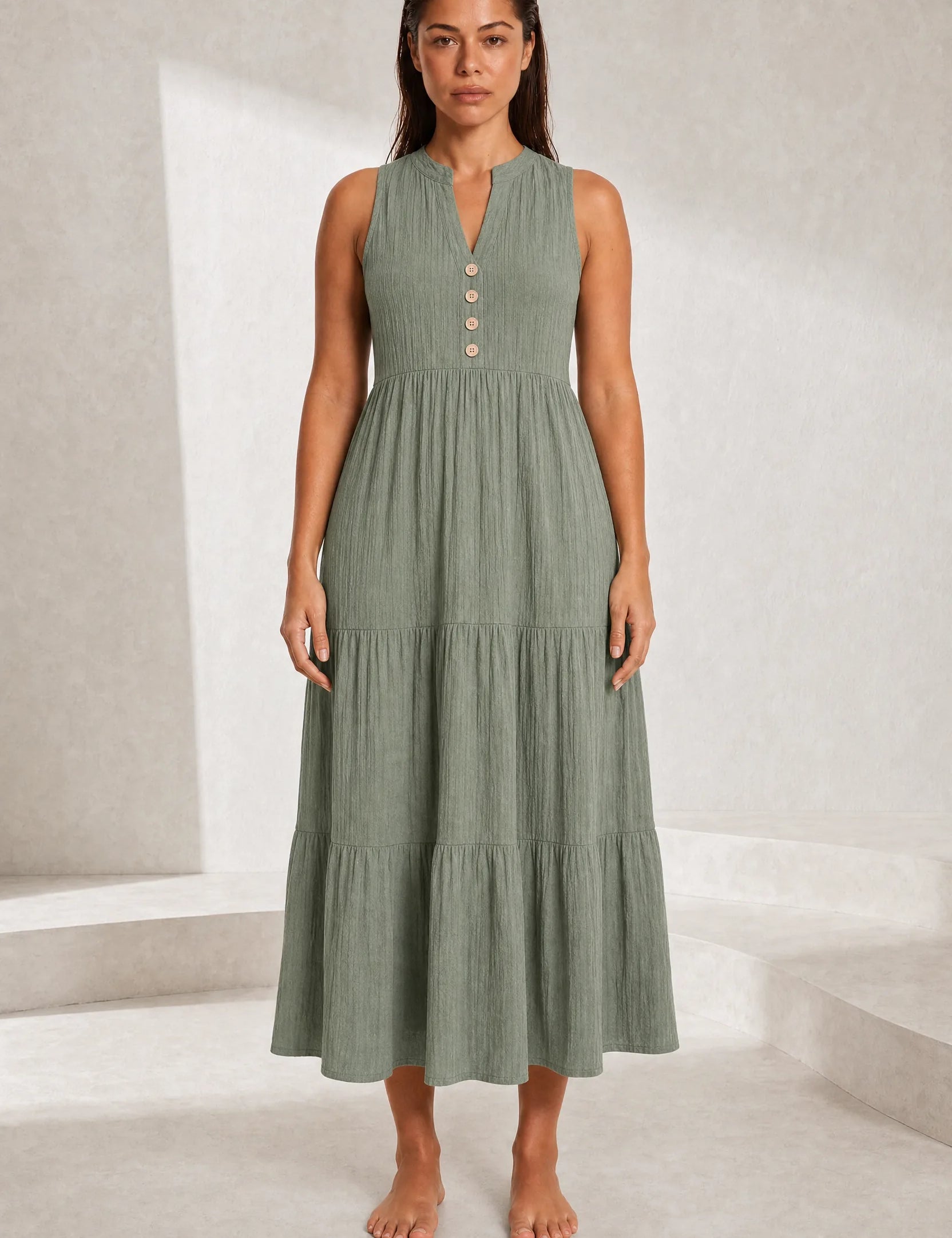 Robe col V à volants | Lounelle Paris