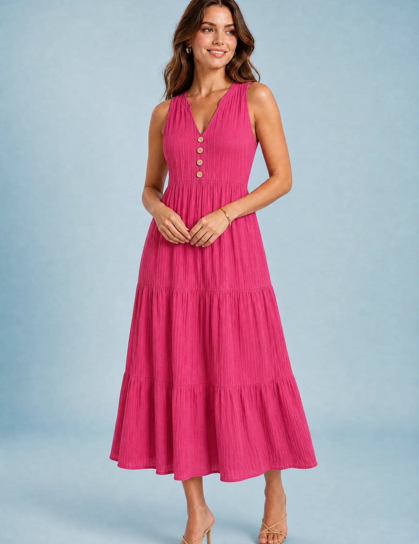 Robe col V à volants | Variante Rouge | Lounelle Paris