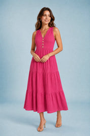 Robe col V à volants | Variante Rouge | Lounelle Paris
