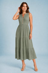 Vestido colo V com folhos
