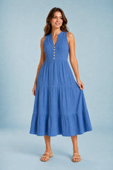 Vestido colo V com folhos