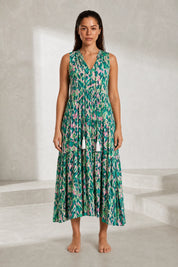 Robe imprimée col V franges | Lounelle Paris