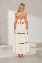 Robe longue abricot bretelles dos noué | Lounelle Paris