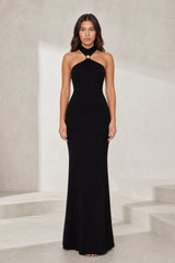 Robe longue ajustée col licou