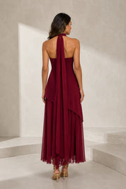 Robe longue asymétrique avec tour de cou | Lounelle Paris