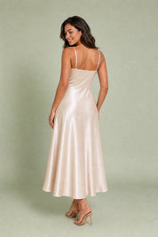 Robe longue champagne fines bretelles | Vue de dos | Lounelle Paris
