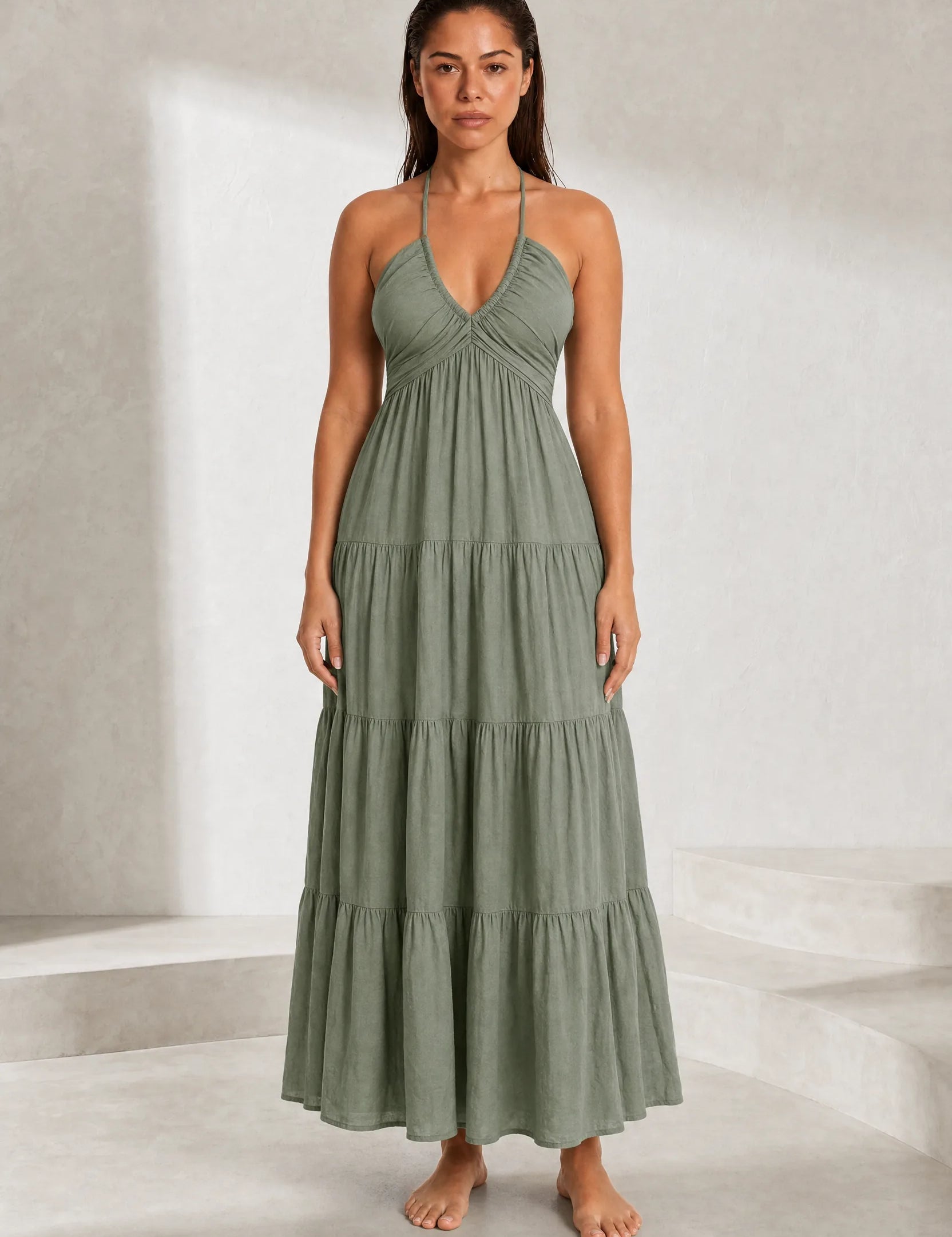 Robe longue col halter dos nu | Lounelle Paris