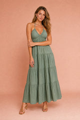 Vestido longo halter costas nuas