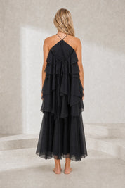 Robe longue dos nu à volants | Lounelle Paris