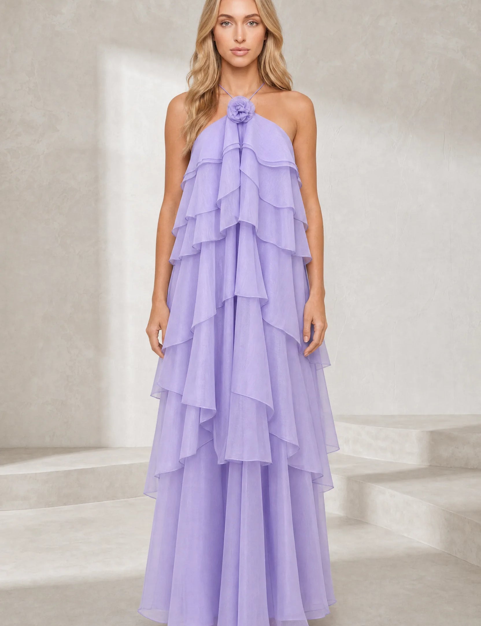 Robe longue dos nu à volants | Lounelle Paris