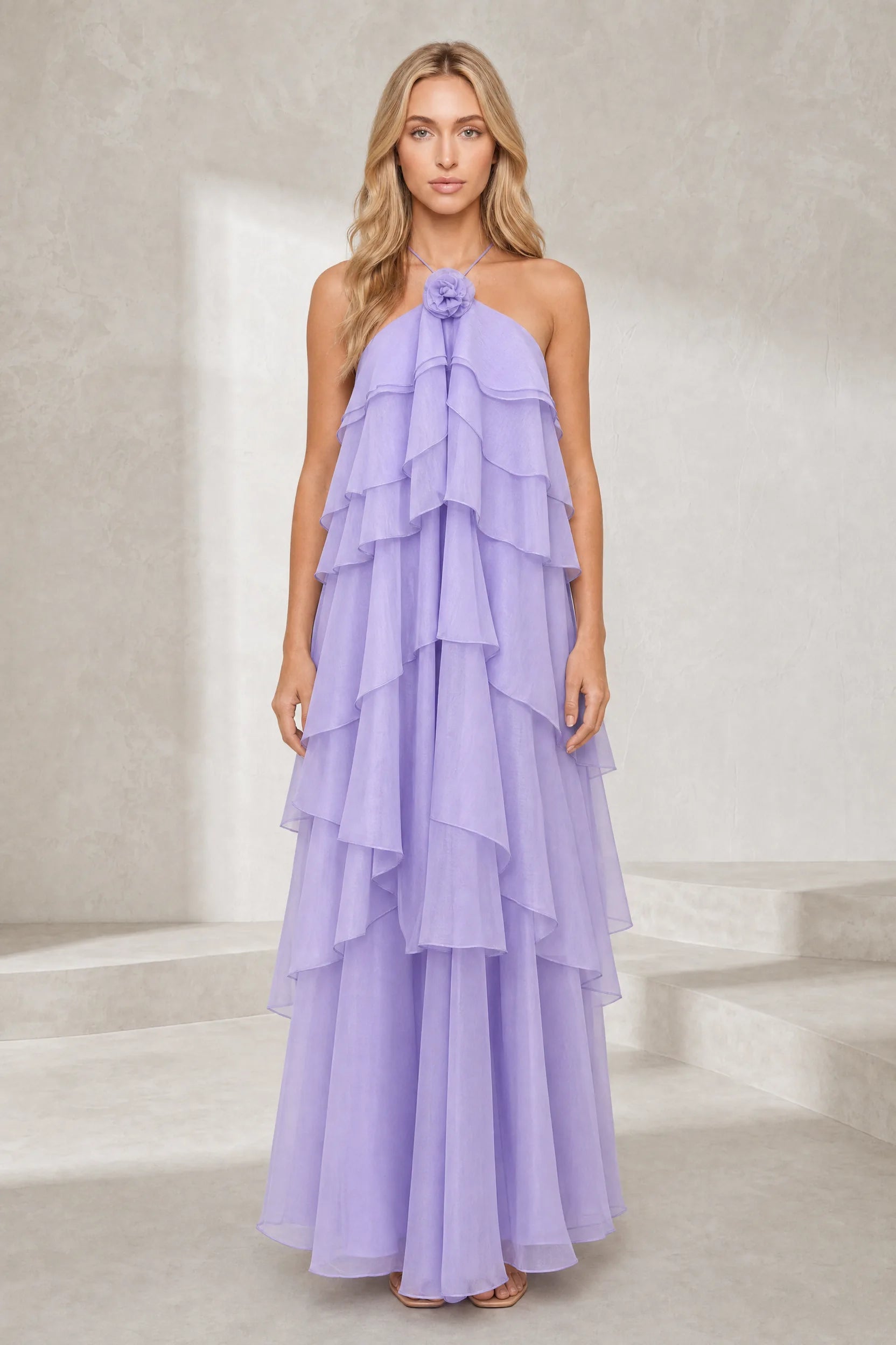 Robe longue dos nu à volants | Lounelle Paris