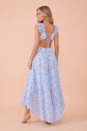 Robe longue fleurie dos nu | Vue de dos | Lounelle Paris