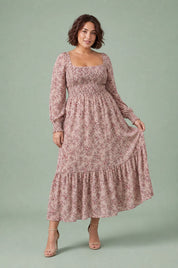 Robe longue fleurie manches bouffantes | Porté sur une autre silhouette | Lounelle Paris