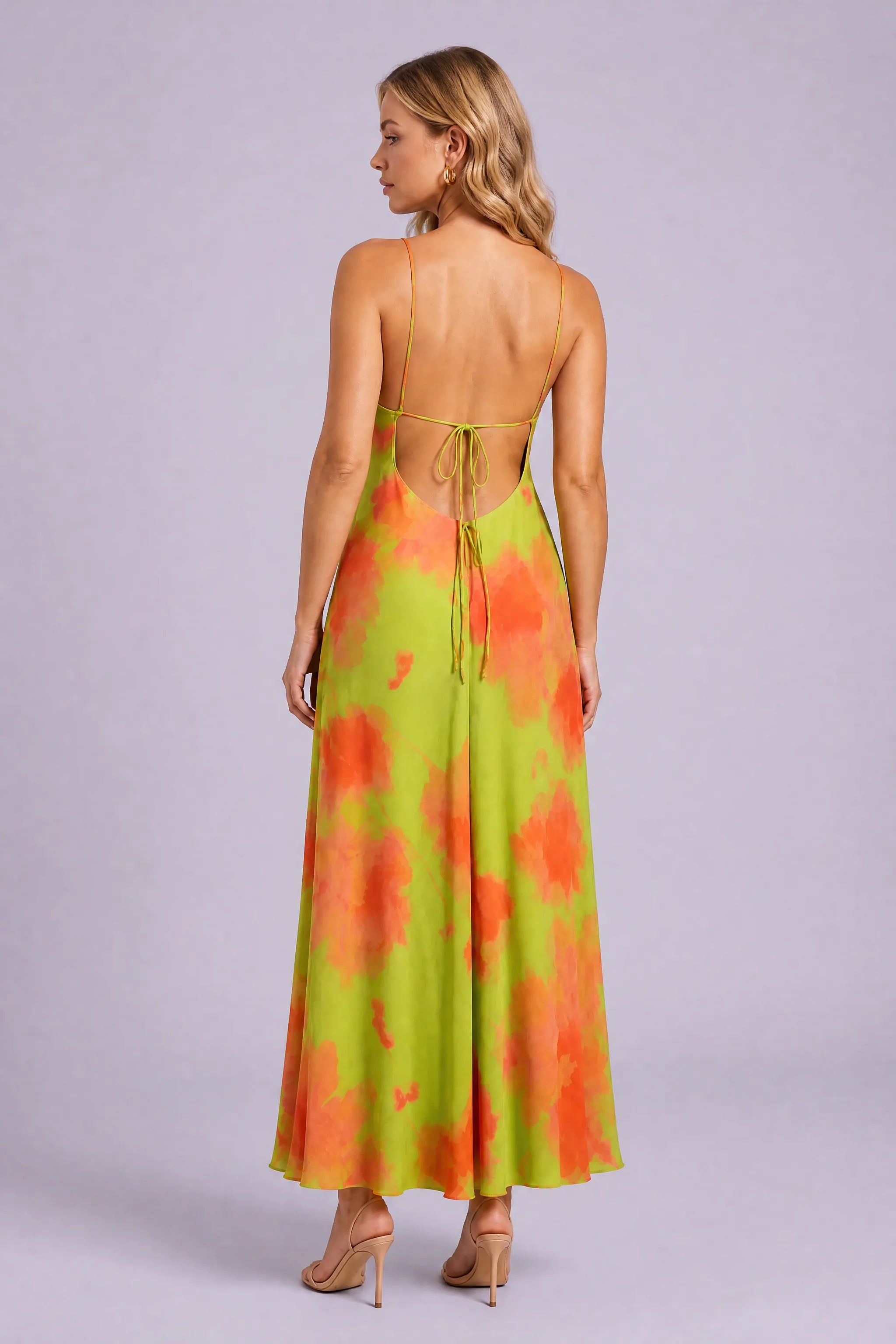 Robe longue florale dos nu | Vue de dos | Lounelle Paris