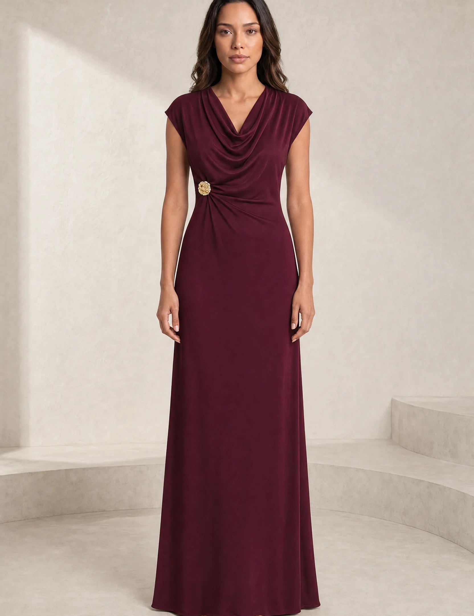 Robe longue fluide col drapé | Lounelle Paris