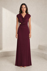 Robe longue fluide col drapé