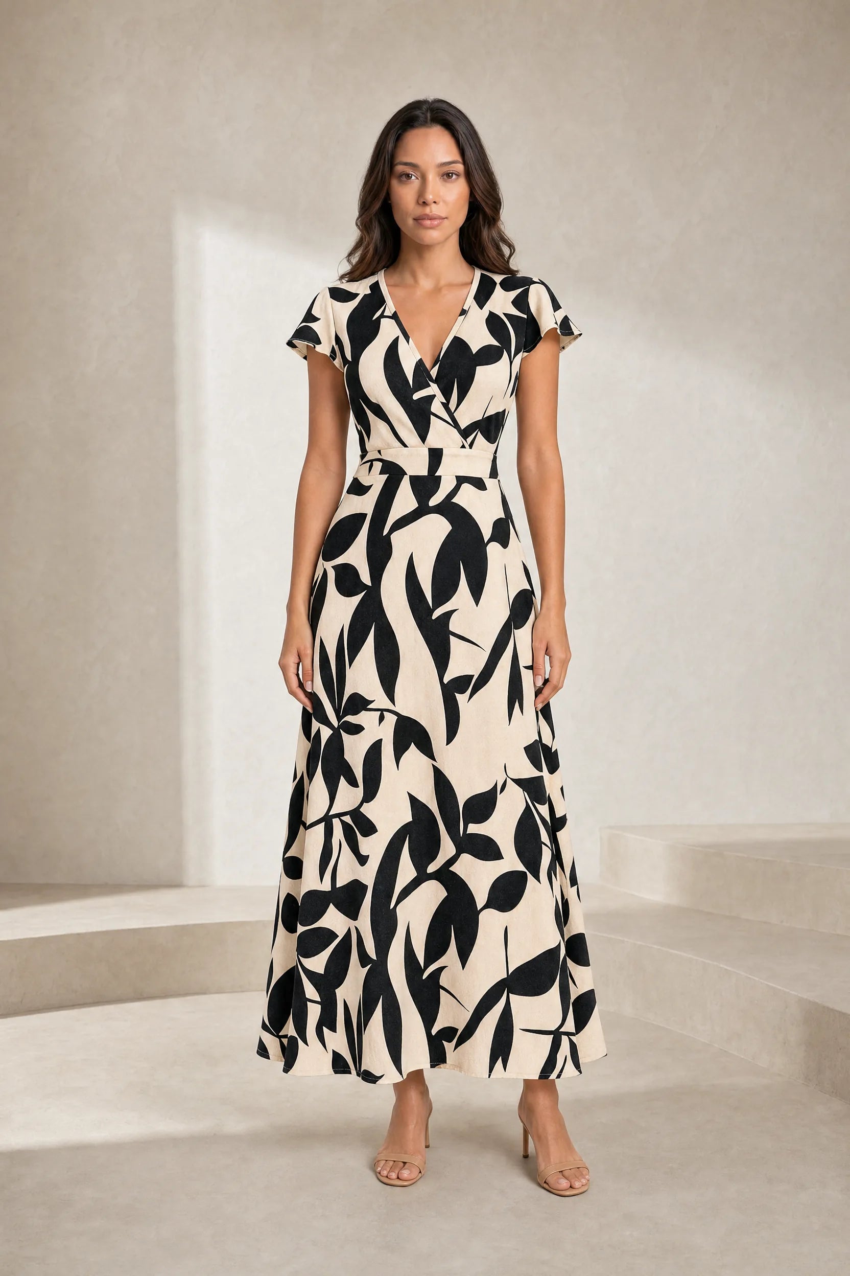 Robe longue imprimée col V | Lounelle Paris