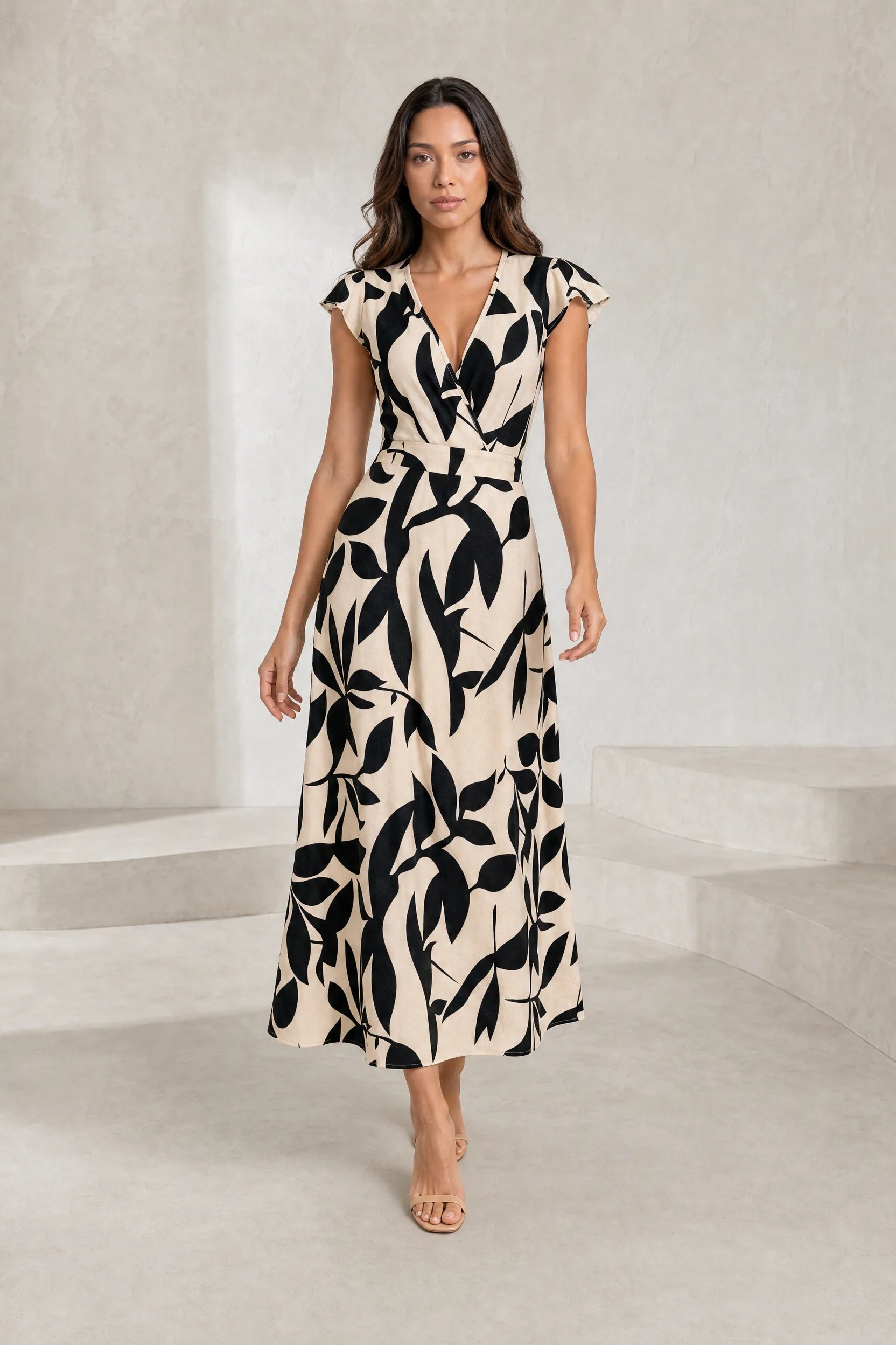 Robe longue imprimée col V | Lounelle Paris