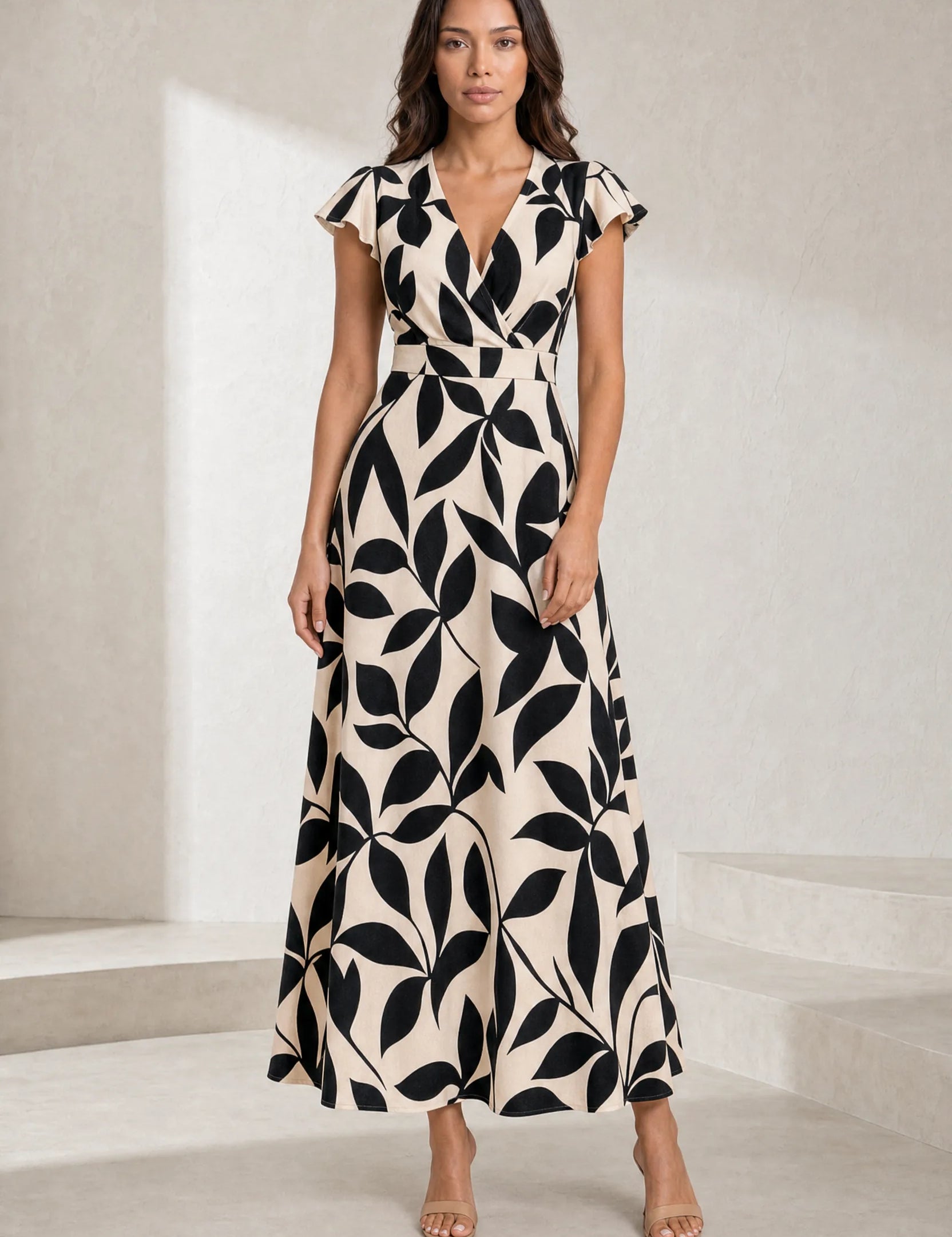 Robe longue imprimée col V | Lounelle Paris