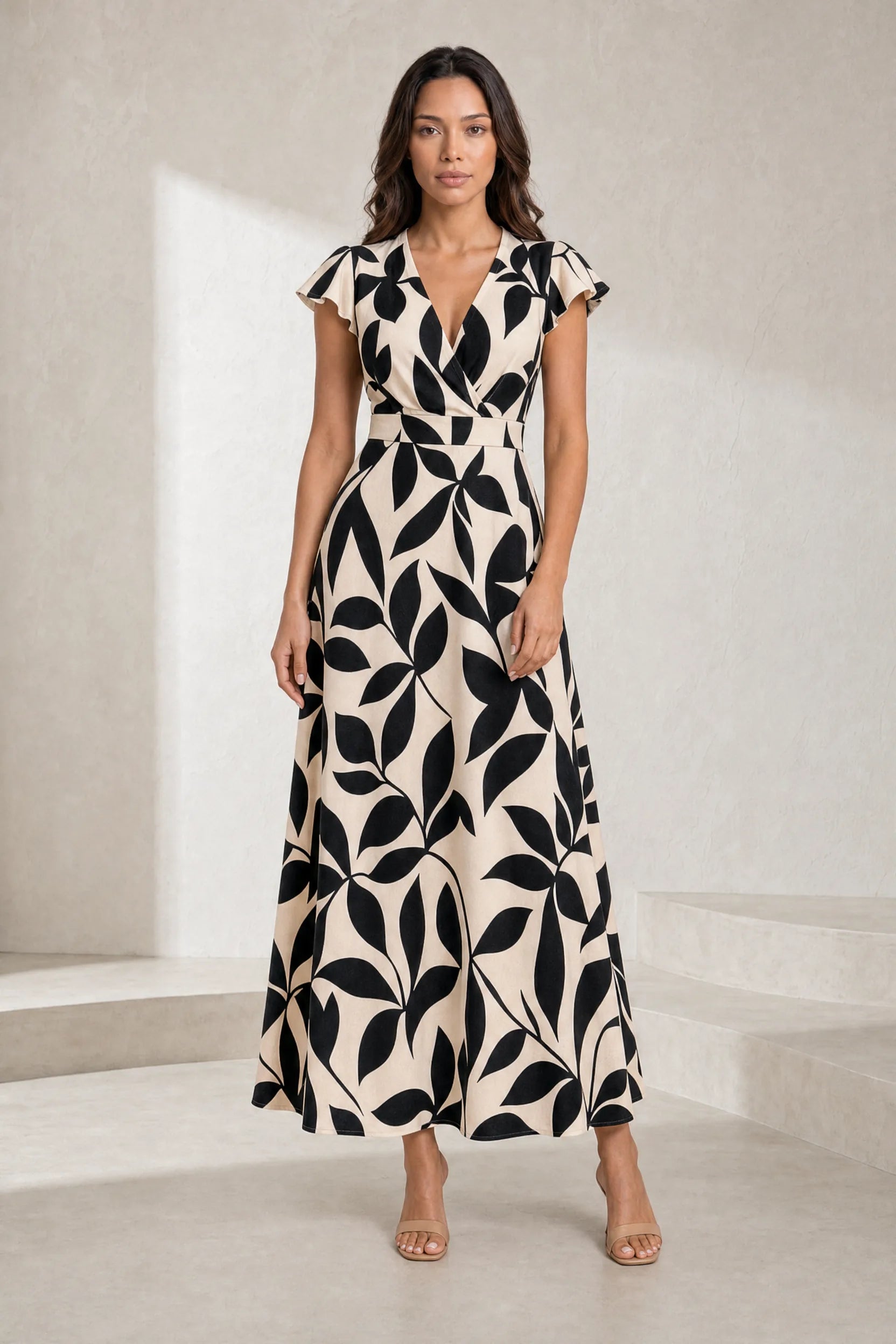 Robe longue imprimée col V | Lounelle Paris