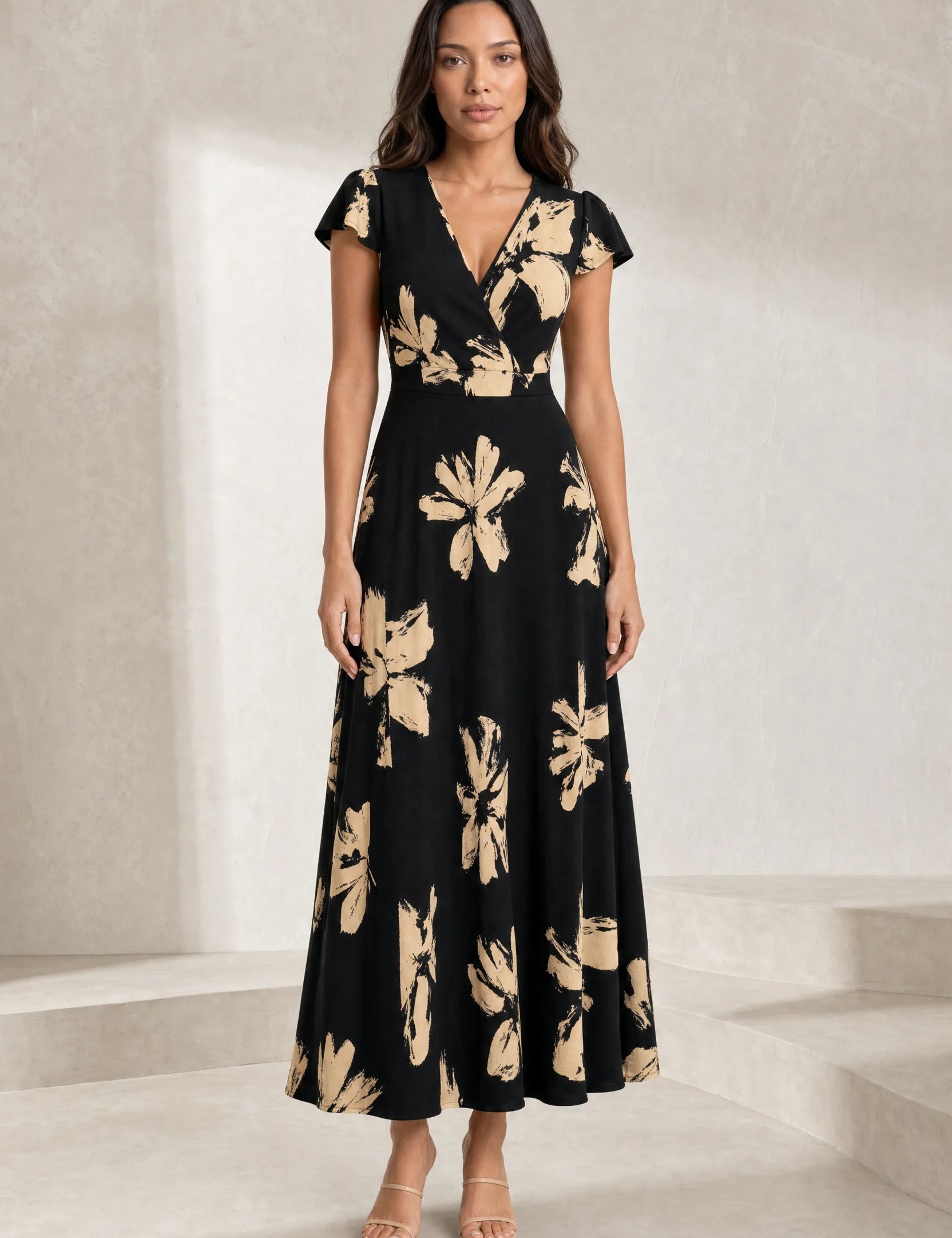 Robe longue imprimée col V | Lounelle Paris