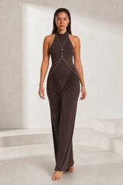 Robe longue marron col licou | Lounelle Paris