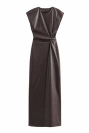 Robe longue marron similicuir | Lounelle Paris
