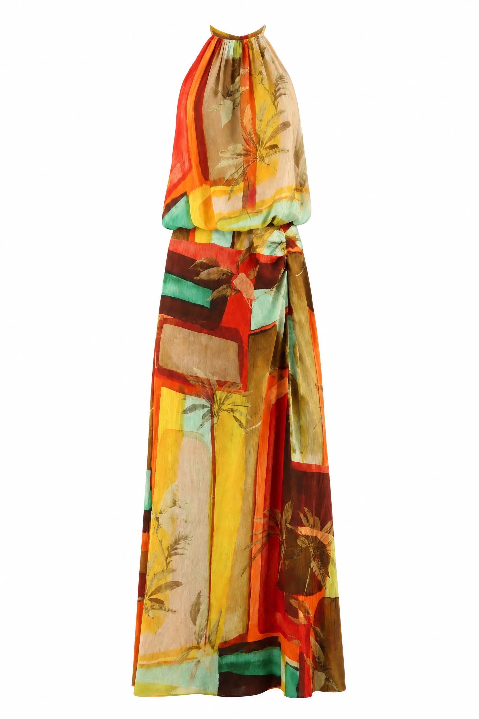 Robe longue orange col licou | Lounelle Paris