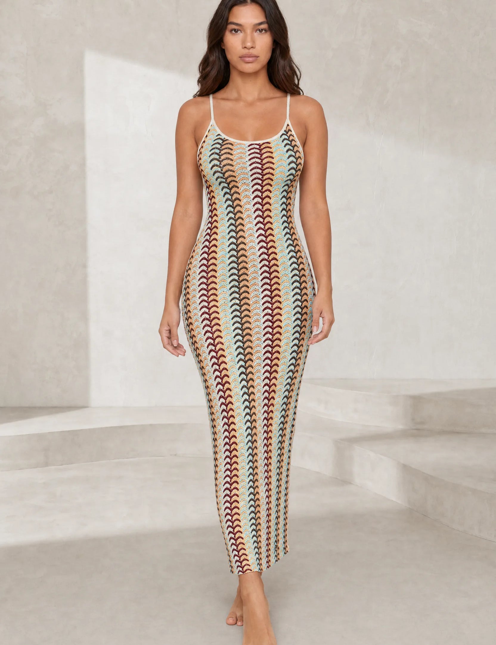 Robe longue rayé dos ouvert | Lounelle Paris