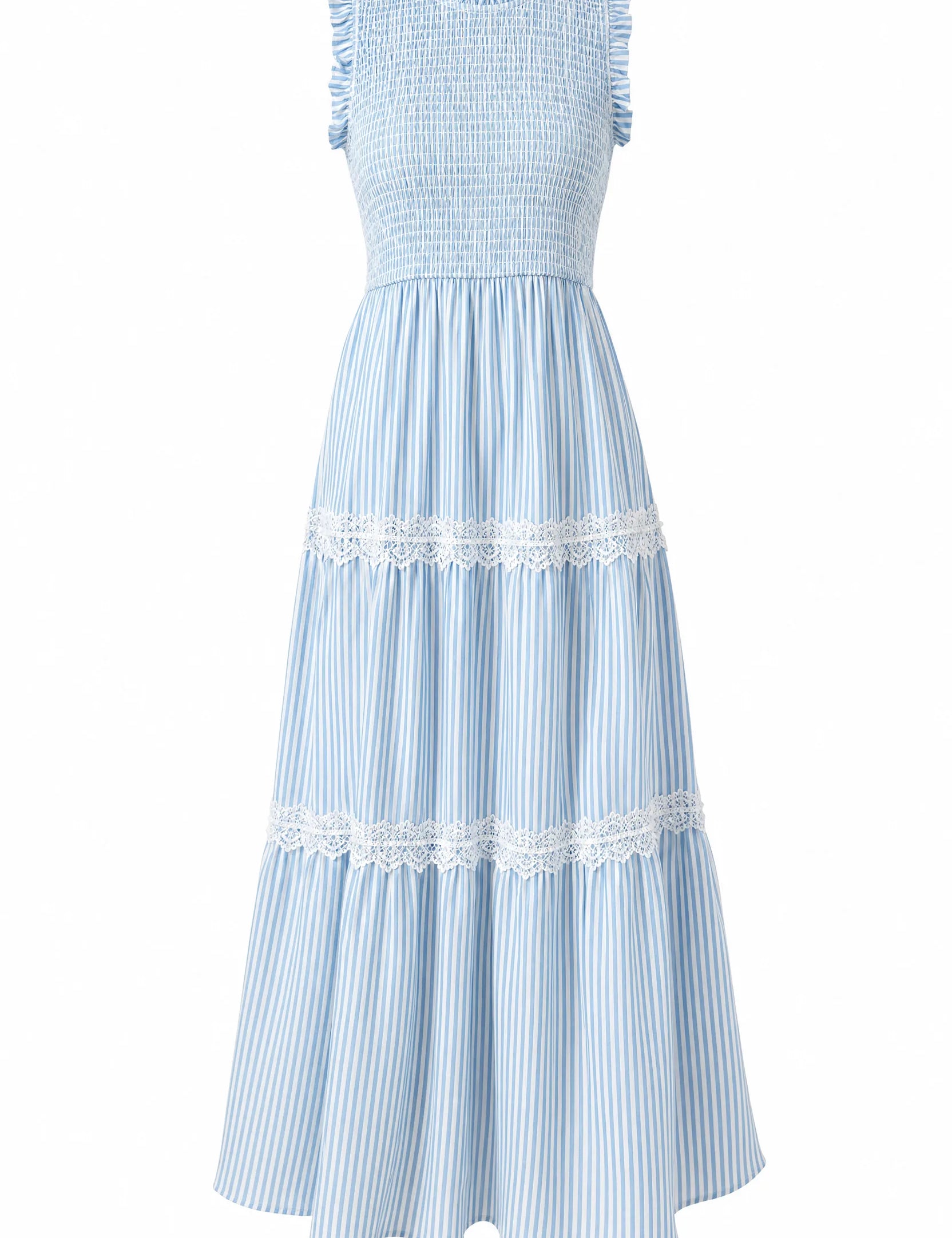 Robe longue rayée smockée | Lounelle Paris