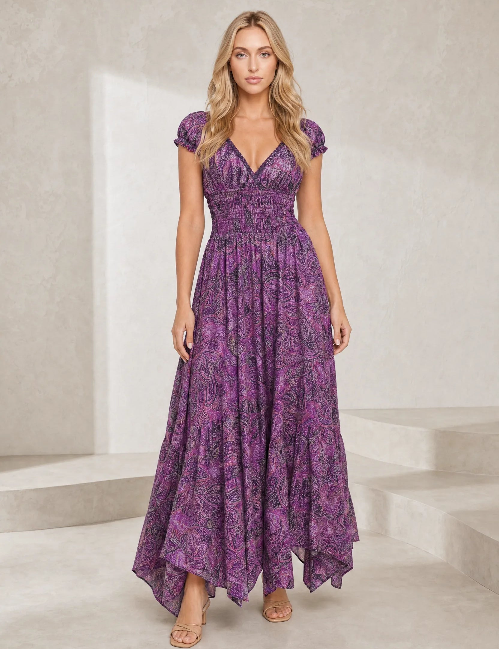 Robe longue smockée à imprimé floral | Lounelle Paris