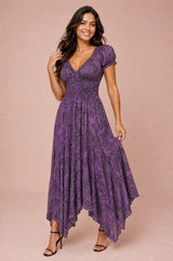 Vestido longo com franzido e estampado floral