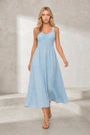 Robe longue smockée dos nu | Lounelle Paris