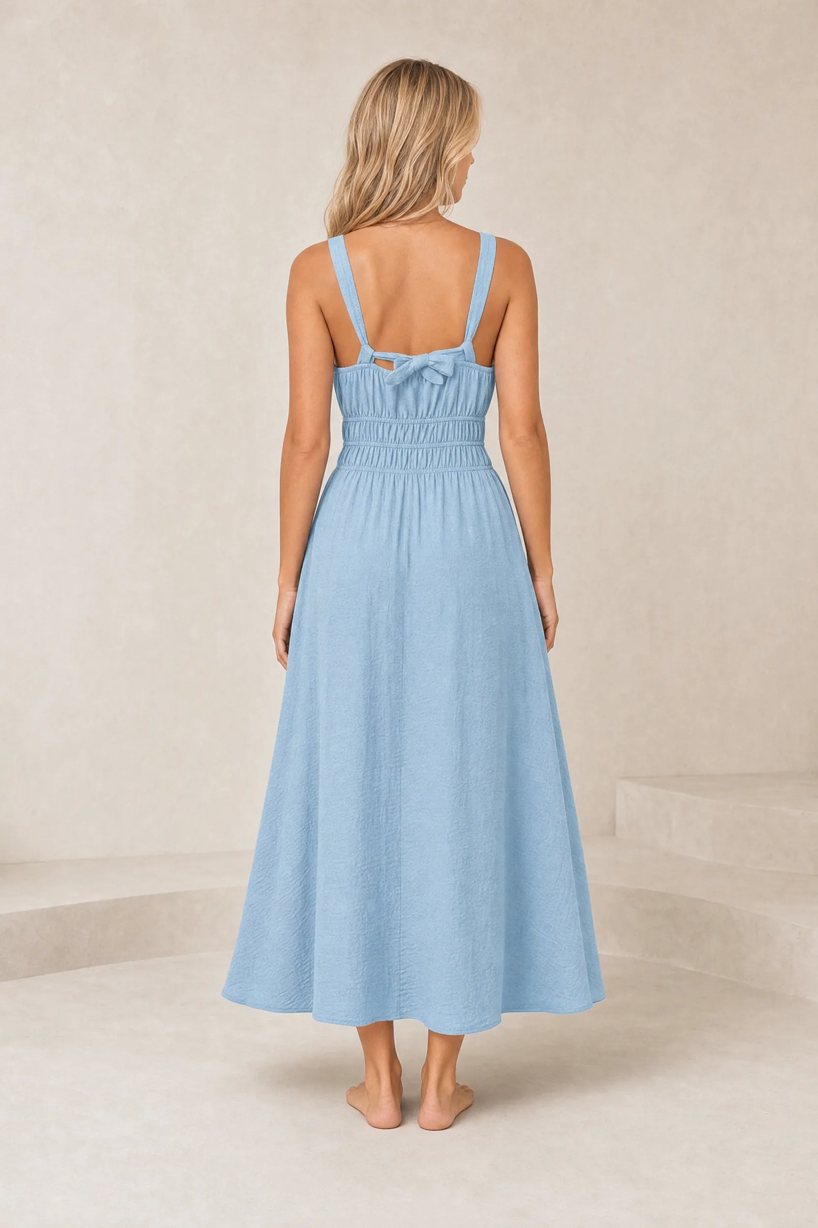 Robe longue smockée dos nu | Lounelle Paris