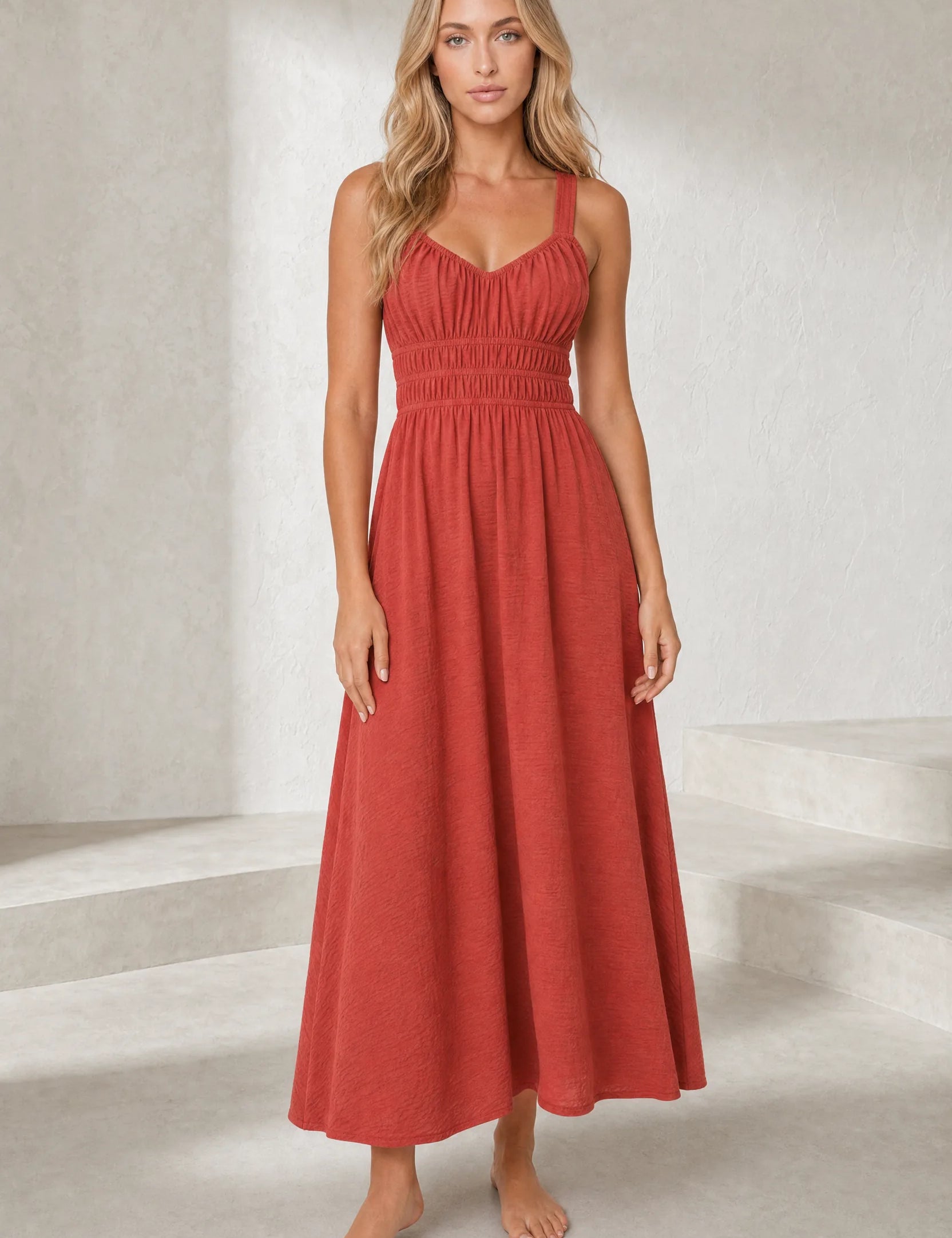 Robe longue smockée dos nu | Lounelle Paris